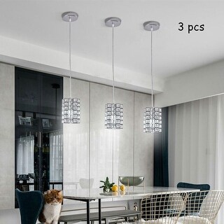 3 Pcs Crystal Pendant Light Kitchen Island Ceiling Lighting Fixture - 6 ...