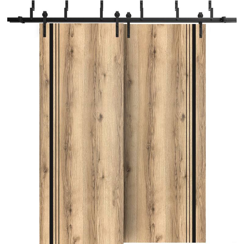 Barn Bypass Doors 72 x 80 Planum 0011 Oak with Sturdy 6.6ft - Brown - 72" x 84" ( 2* 36x84)