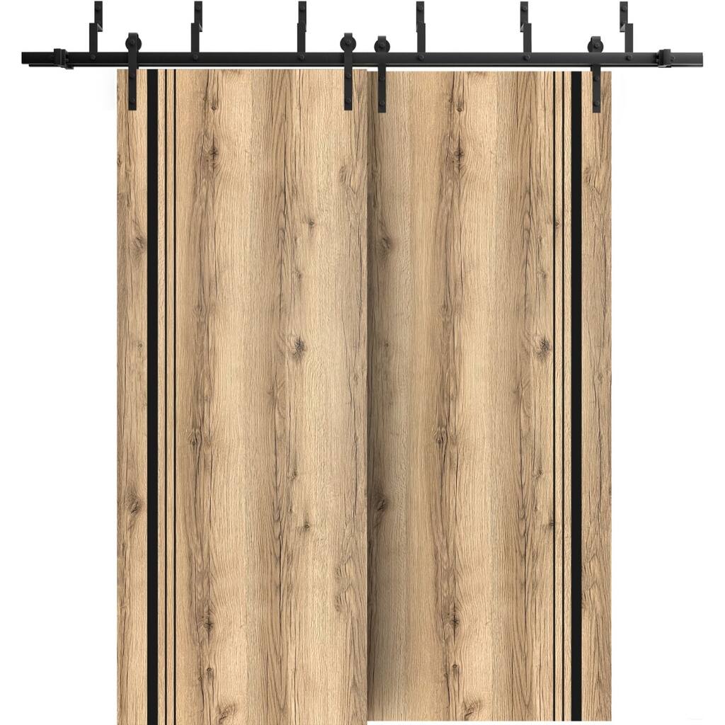 Barn Bypass Doors 72 x 80 Planum 0011 Oak with Sturdy 6.6ft