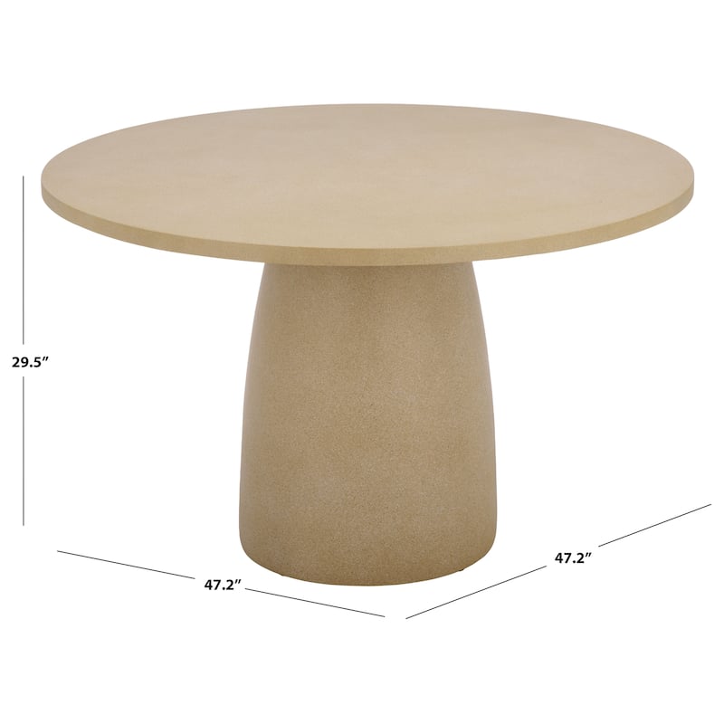 SAFAVIEH Outdoor Patio Furniture Tina Round Dining Table, Pedestal Table for Indoor and Outdoor Use - 47"W x 47"D x 30"H