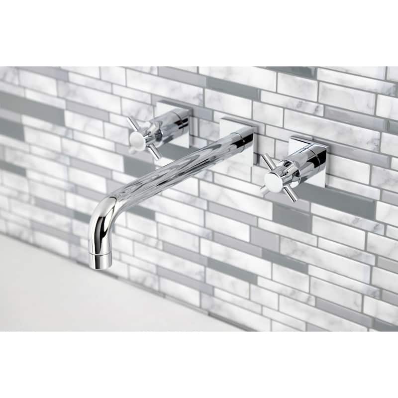 Concord 3-Hole Wall Mount Roman Tub Faucet in Polished Brass