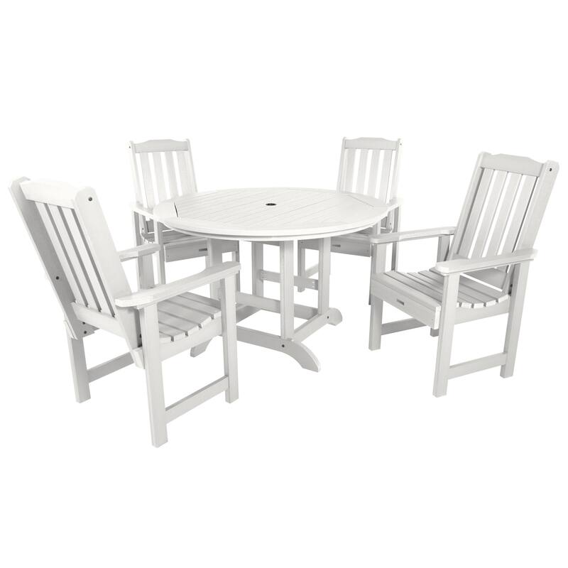 Lehigh 5-piece Outdoor Dining Set - 48" Round Table, Dining-height - White