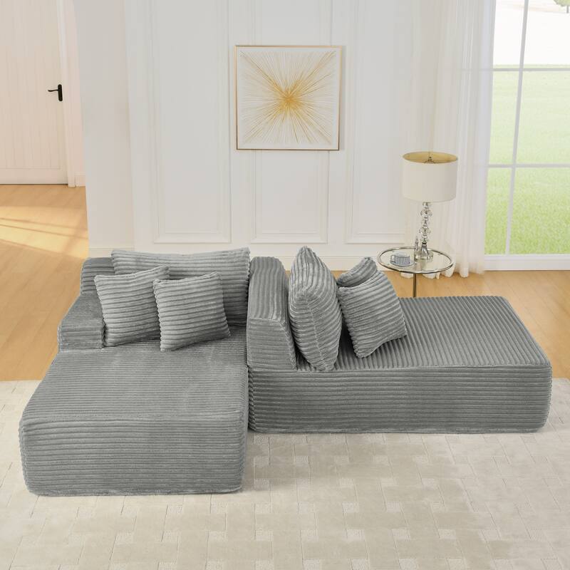 Two-seater lazy sofa lounge chair,Compressed sofa no assembly required, made of velvet fabric, fluffy modern lounge chair