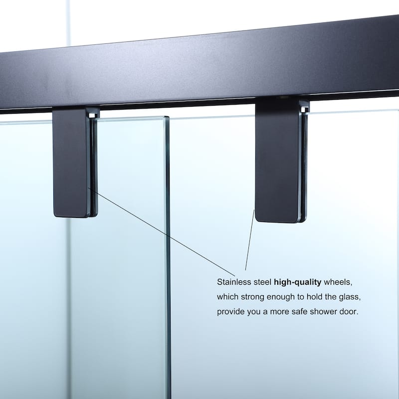 Brescia 60" W x 76" H Sliding Framed Shower Door in Brushed Nickel - 60" W x 76" H