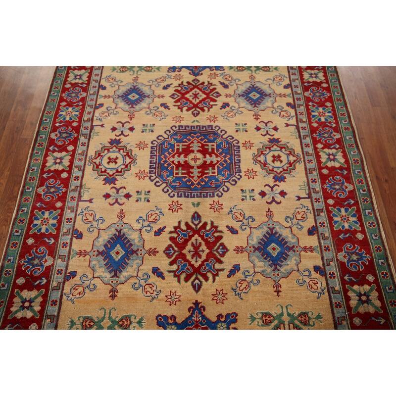 Kazak Oriental Area Rug Hand-Knotted Wool Carpet - 5'0" x 6'3"