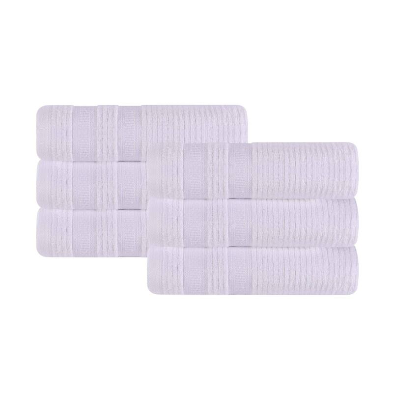 Superior Brea Zero Twist Cotton Ribbed Modern Hand Towel Set of 6