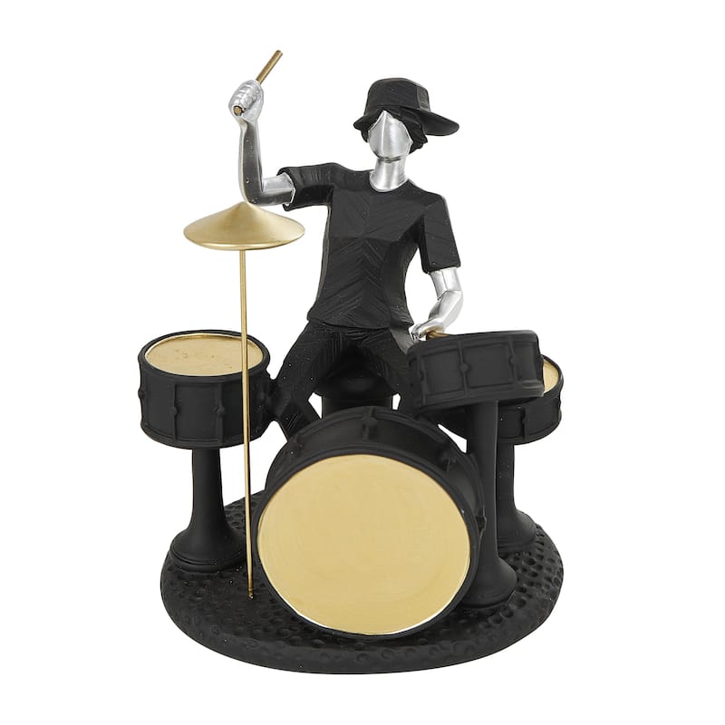 Polystone Musician Rock Band Decorative Sculpture with Gold and Silver Accents - Set of 4 Black - Roche River Decor