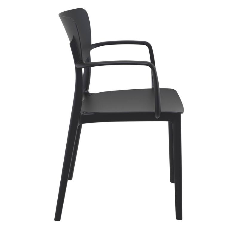 33" Black Sturdy Stackable Outdoor Patio Dining Arm Chair