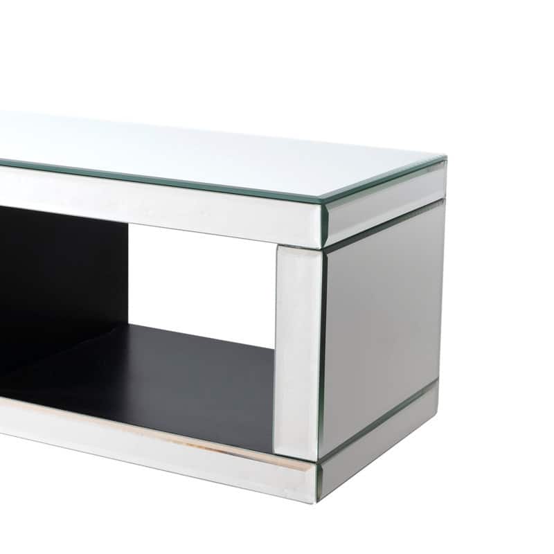 Mirrored Floating TV Shelf Crushed Diamonds Wall Mounted