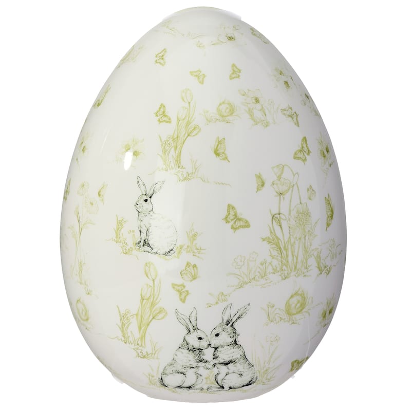 8"Dolomite Bunny Toile Egg