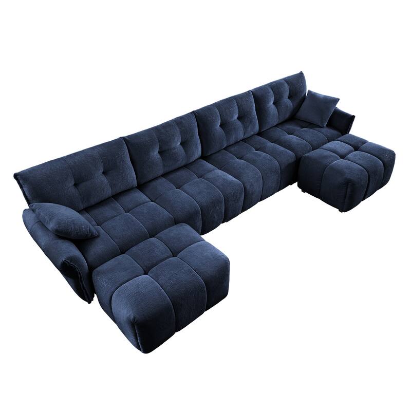 4-Seater U-Shaped Modular Sofa with 2 Ottomans & Pillows