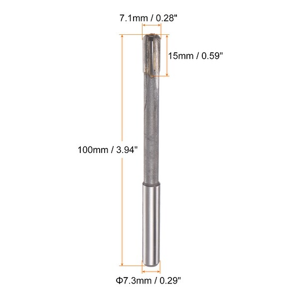 Alésoir Carbure 7,1 Mm H7 - Flûtes Droites, Tige 7,3 Mm, Longueur Totale 100 Mm, Pour Tour Et Fraiseuse - 12