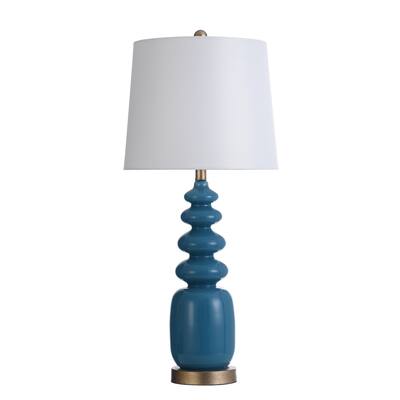 StyleCraft Bluenote Table Lamp - White Hardback Fabric Shade