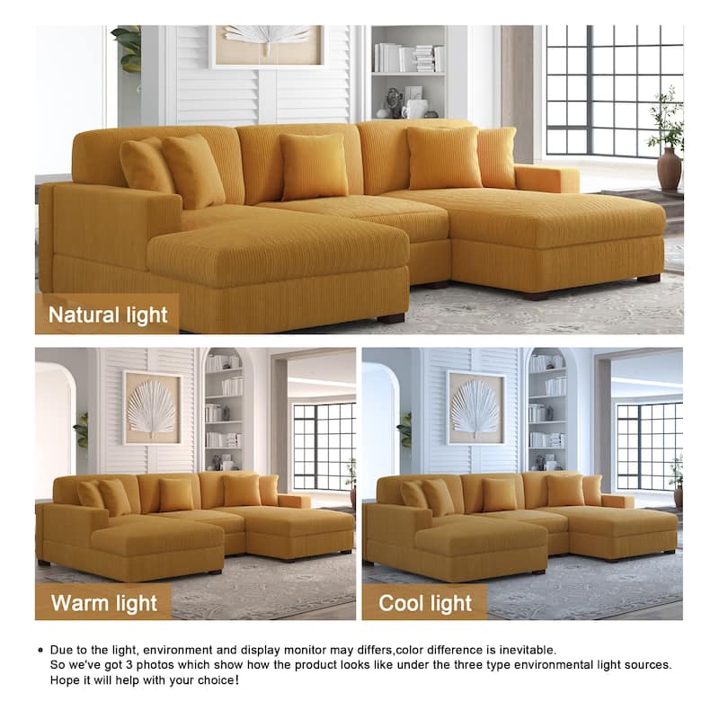 Corduroy Modular Couch Sectional Chaise Lounge Sofa