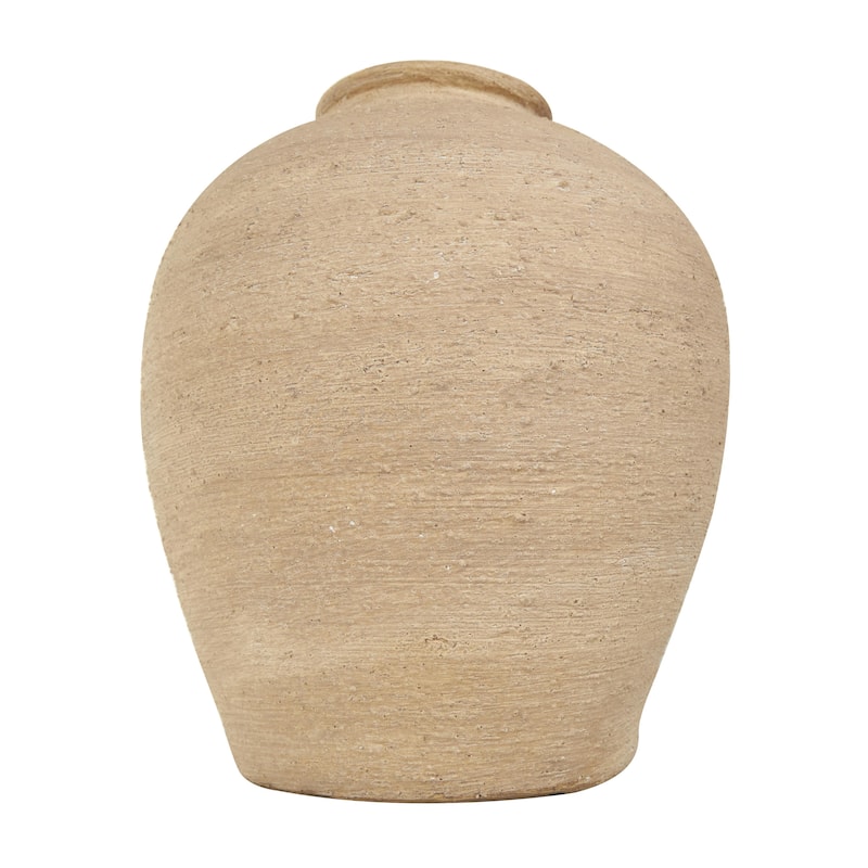 Porcelain Ceramic Wide Textured Decorative Vase - Beige - Roche River Decor