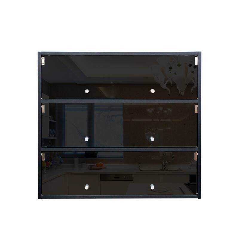 Wood Shoe Storage Cabinet with Glass Door and Led Light