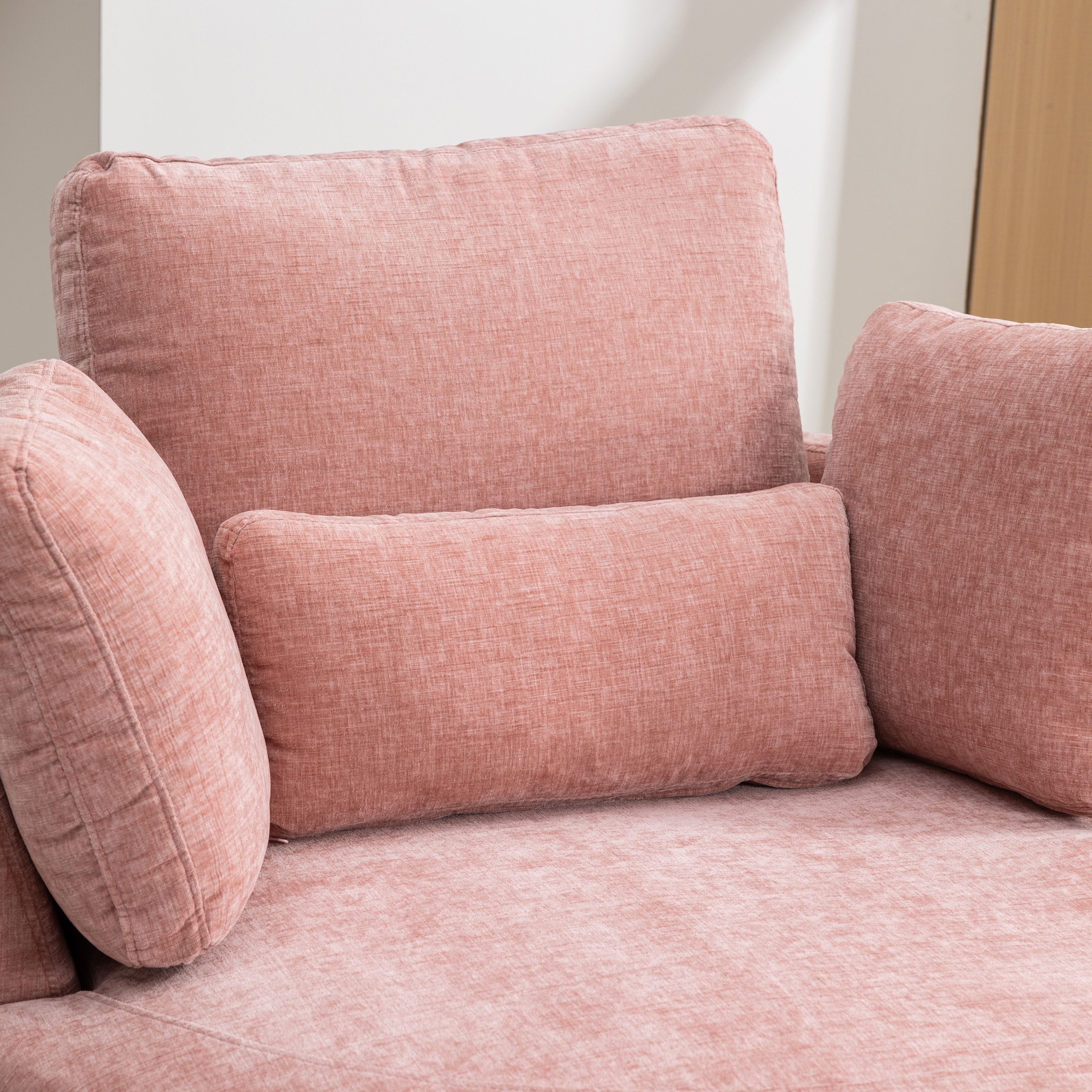 42.3"W Upholstered Swivel Accent Chair with 4 Pillows and Half-Moon Storage Ottoman
