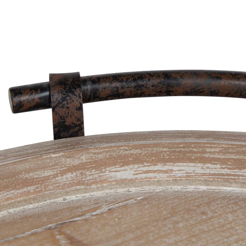 Kate and Laurel Bruillet Rustic Round Wooden Footed Serving Tray