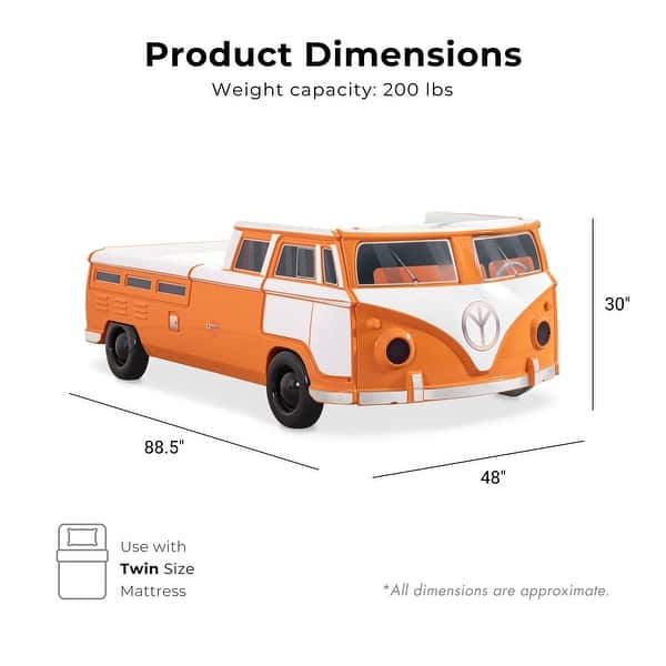 dimension image slide 0 of 2, Furniture of America Bobby Novelty Twin Peace Bus Kid Platform Bed with LED Headlights and Sound Functions