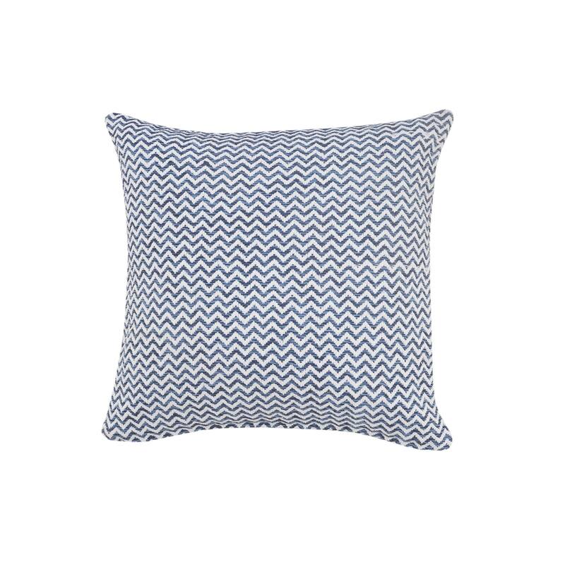 22" Navy Blue and White Chevron Square Throw Pillow