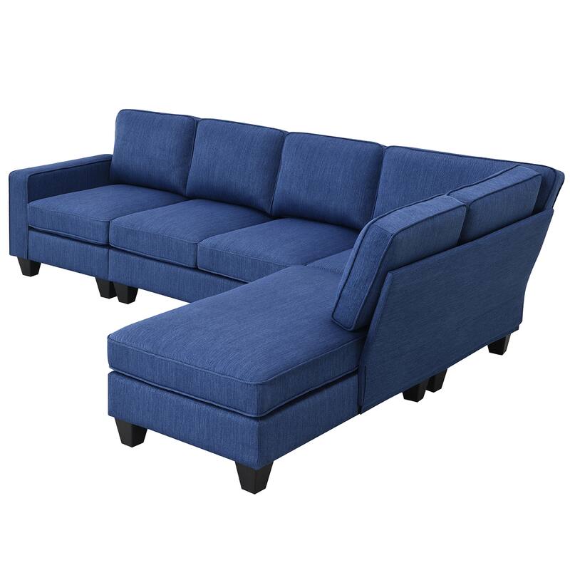 Lshape Sectional Sofa Set Polyester Reversible Cushions Couch Modern