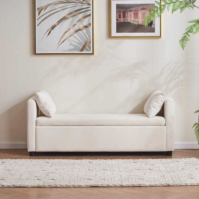 Velvet Storage Bench for Bedroom,End of Bed Bench for King Size Bed, Modern Upholstered Long Ottoman Bench for Entryway