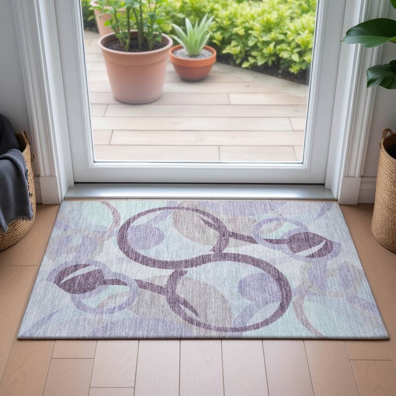 Machine Washable Indoor/Outdoor Contemporary Deco Chantille Rug