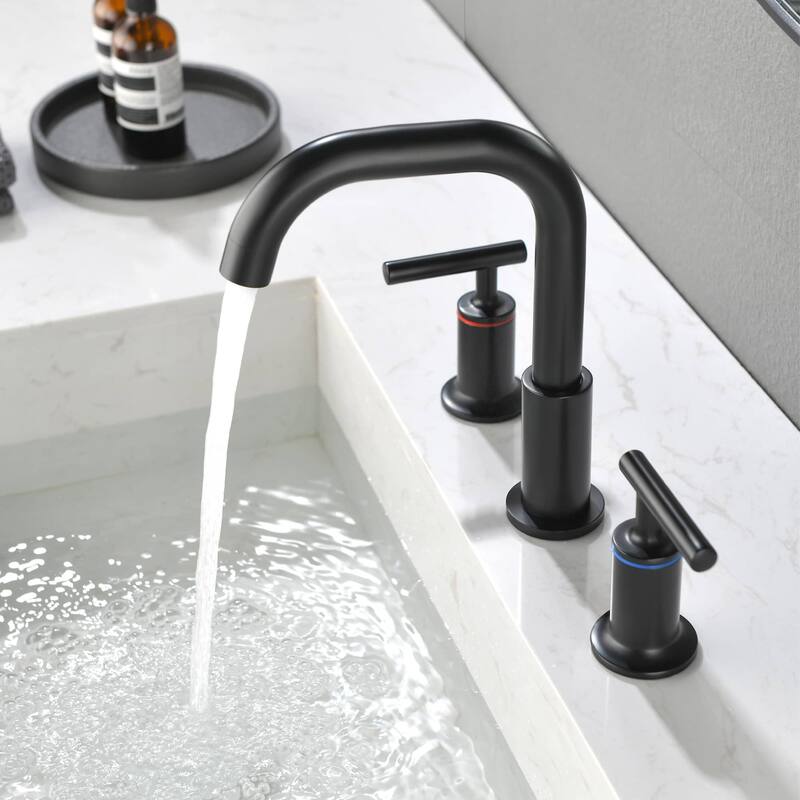 Widespread Bathrom Faucet 3 Hoes Modern 8 Inch Bathroom Sink Faucet Double Handle Vanity Basin Faucets Mixer Taps With Valve