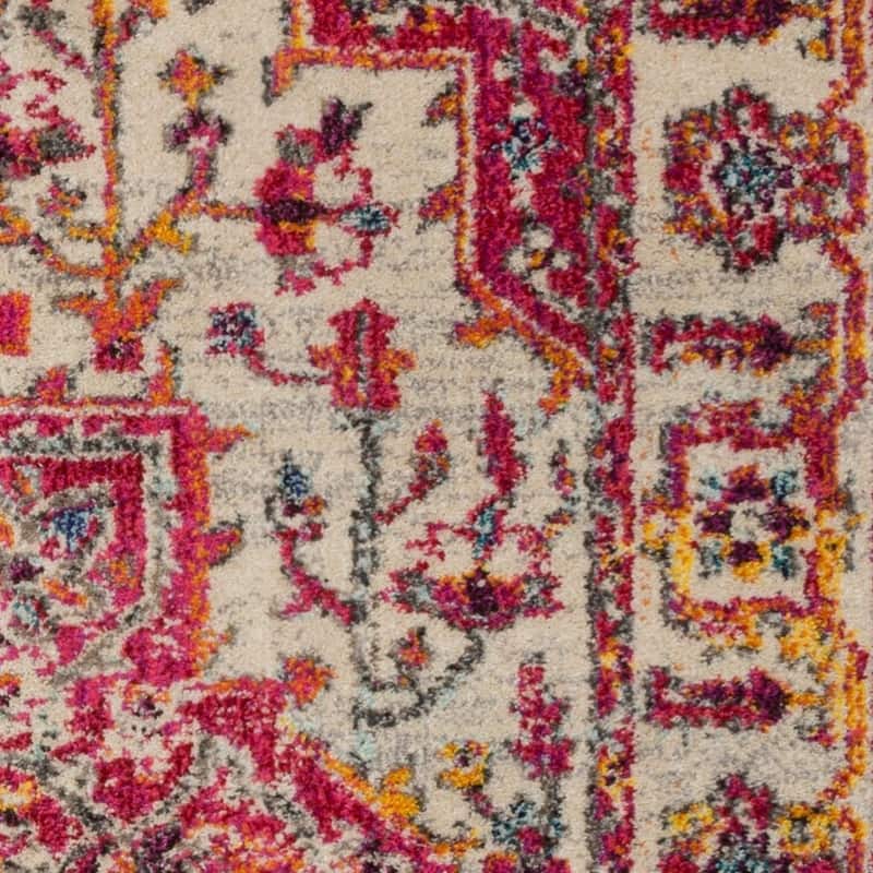 Alexander Home Vintage Boho Medallion Distressed Area Rug - Ivory/Pink - 2'2" x 6' - Rectangle