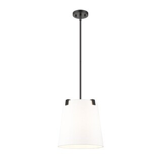 Weston by Z-Lite 3 Light Pendant in Matte Black with White Linen Fabric ...