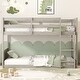 preview thumbnail 14 of 21, Low Twin Over Twin Size Bed Floor Bunk Bed with Panelled Headboard Footboard, Ladder and Guardrails, Solid Rubber Wood Frame