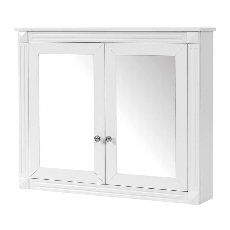 Roomfitters 36x28 Inch Wall Mount Medicine Cabinet, Double Mirror Storage with 2 Adjustable Shelves