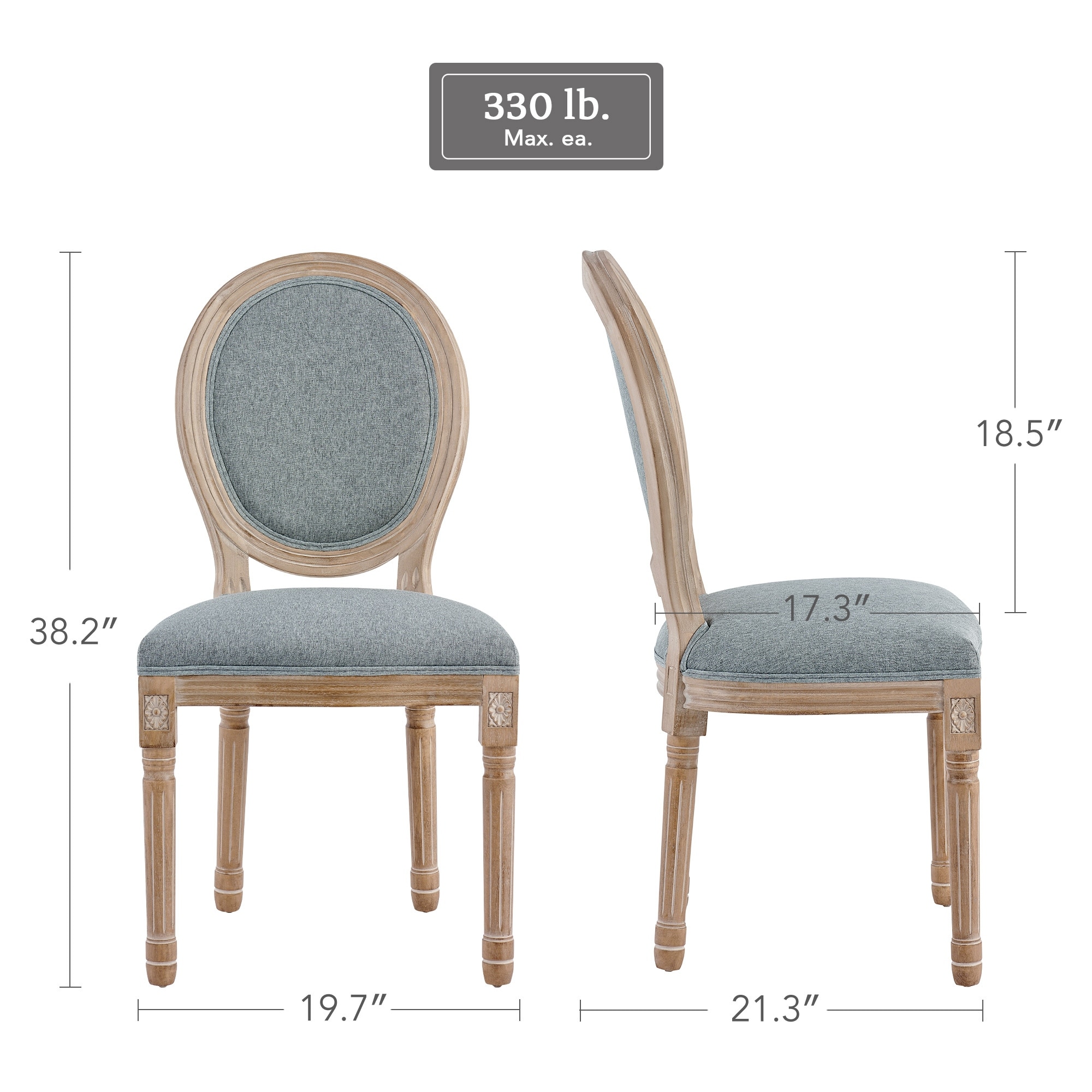 CO-Z King Louis XVI Upholstered Dining and Side Chairs, Set of 2