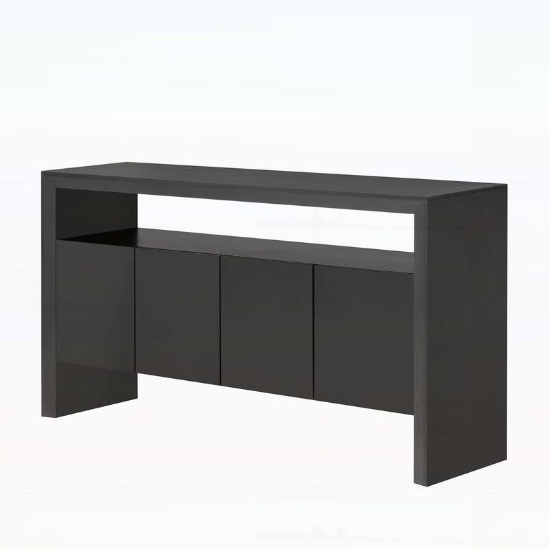 Modern Minimalist Sideboard with Open Shelf, ffering Large Capacity Storage