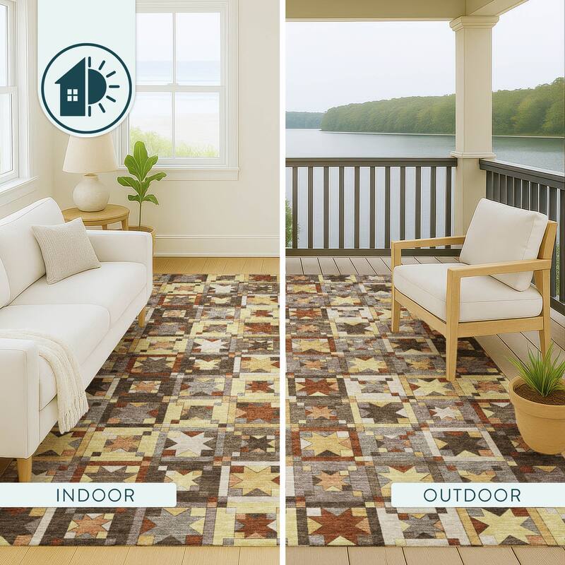 Machine Washable Indoor/ Outdoor Global Goddard Chantille Rug