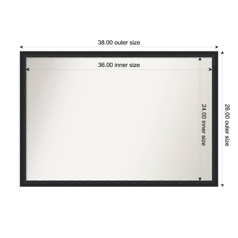 Bethany Non-Beveled Wood Framed Bathroom Vanity Wall Mirror - 38 x 26 in - Bethany Black