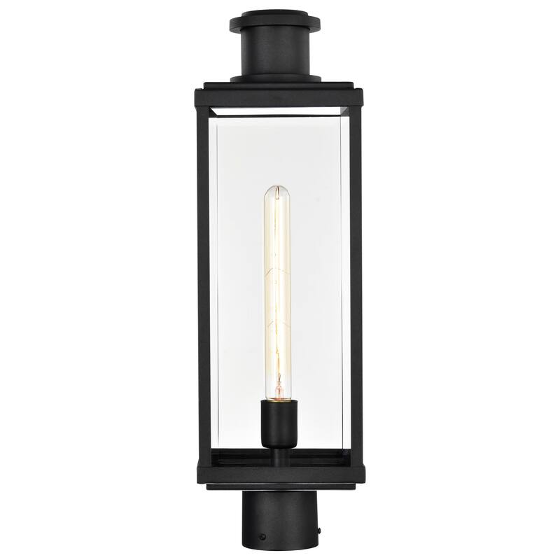 Luca Outdoor Post Lantern Sand Black Finish Clear Beveled Glass