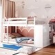 preview thumbnail 43 of 48, Floor Bunk Bed with Movable Storage Cabinet, Solid Wood Bunkbeds Frame White - Twin