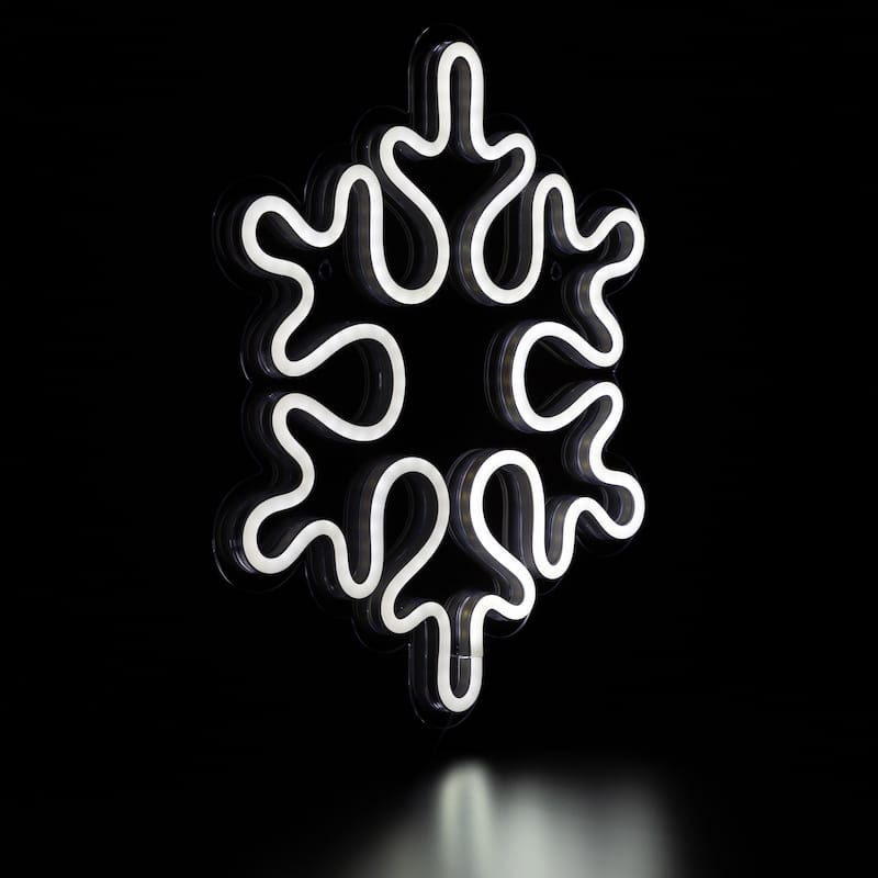 15" White LED Lighted Neon Style Snowflake Christmas Window Silhouette