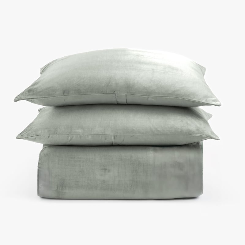 Lia, Rayon/Velvet, Sea Glass, Duvet Cover