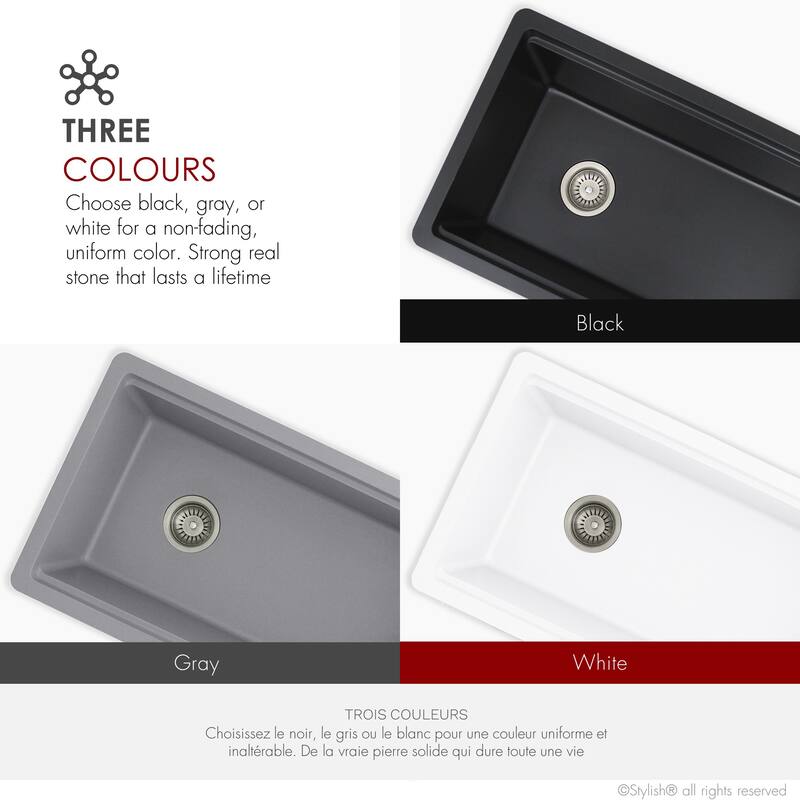 STYLISH Dual Mount 32" Single-Bowl Composite Granite Kitchen Sink - 32" x 18" x 9.5"