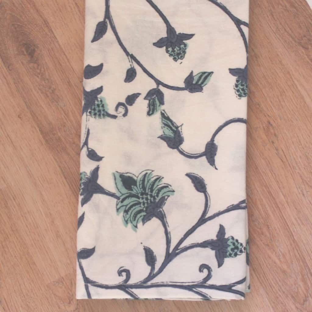 Table Napkins - Green blue floral print -Set of 4