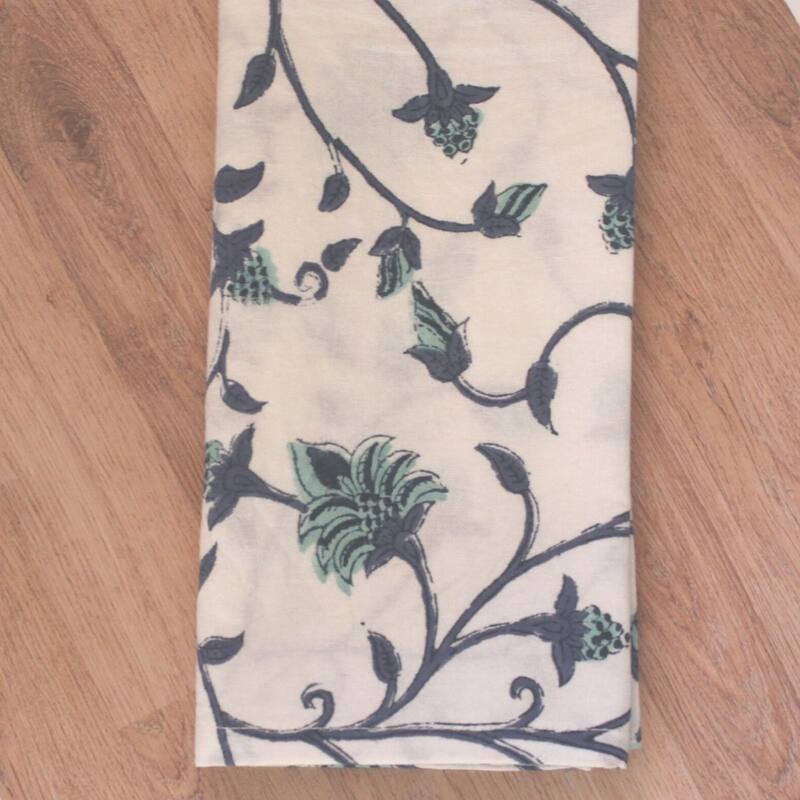 Table Napkins - Green blue floral print -Set of 4 - Set of 4 - Green