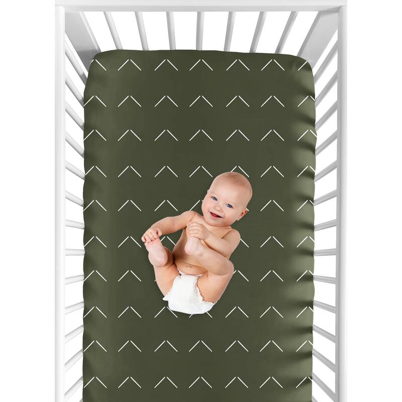 Sweet Jojo Designs Dark Green Boho Arrow Boy Girl Fitted Crib Sheet Hunter Sage Bohemian Gender Neutral Farmhouse Shabby Chic