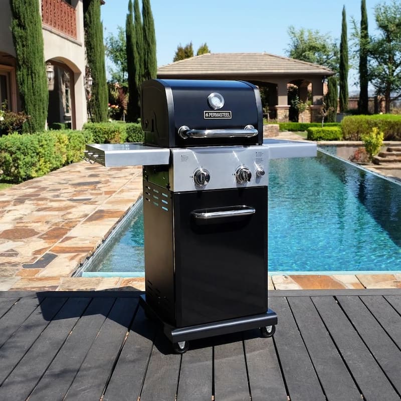 Permasteel 2-Burner Propane Gas Grill with Foldable Side Shelves