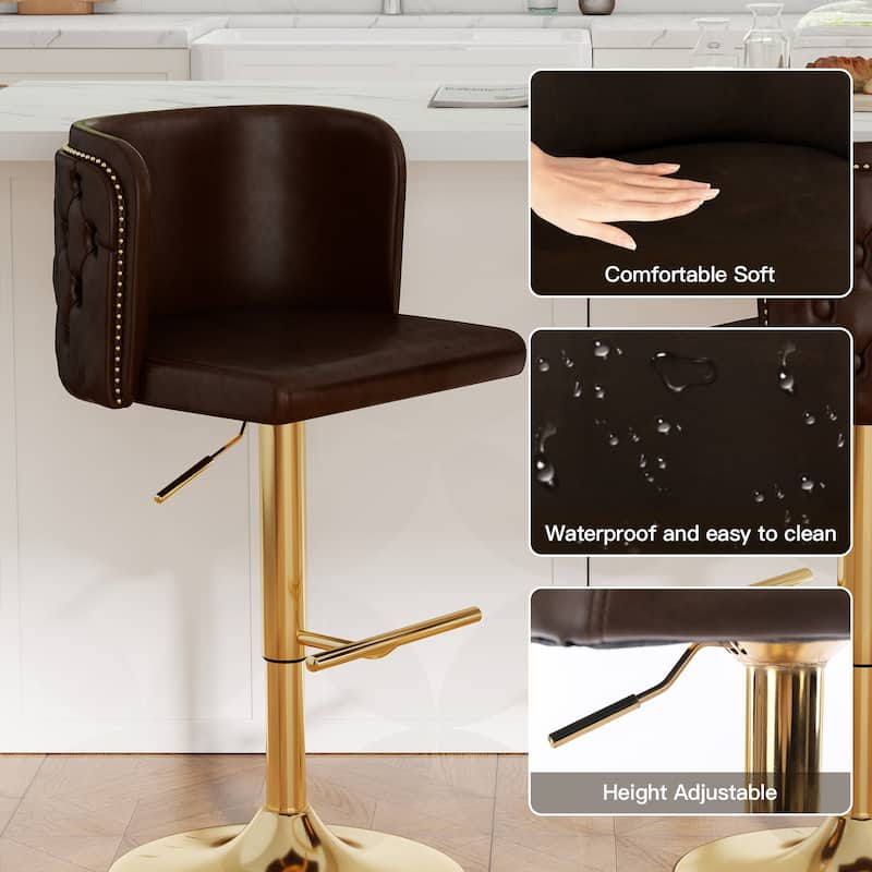 Swivel Bar Stools Set of 2, Modern PU Bar Stools with Backs - Counter Height