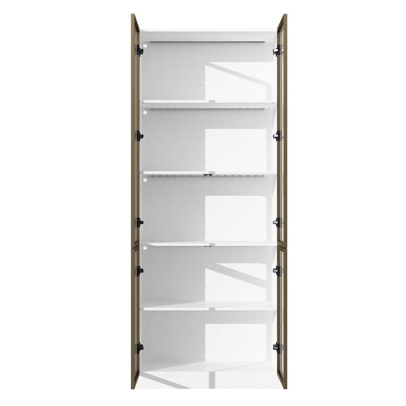 Tall Modular Display Storage Cabinet Bookcase w/Light Home Office