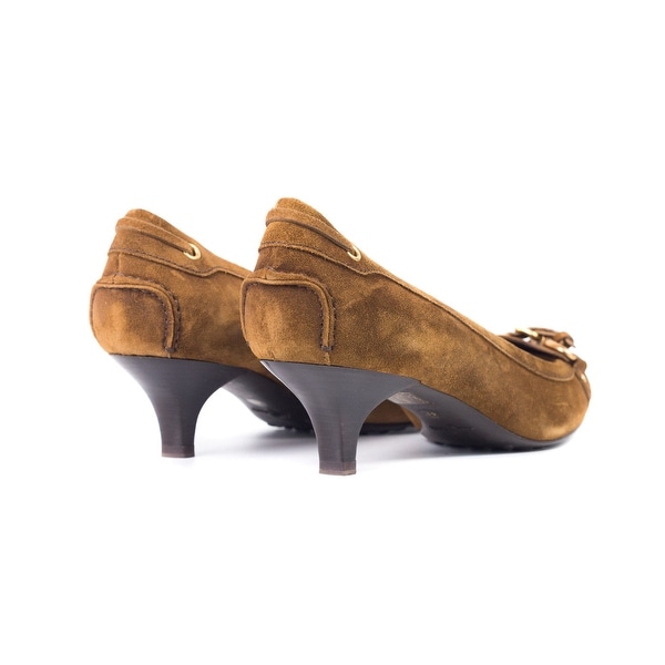 Shop Car Shoe By Prada Brown Suede Buckled Kitten Heel Pumps Shop Car Shoe By Prada Brown Suede Buckled Kitten Heel Pumps