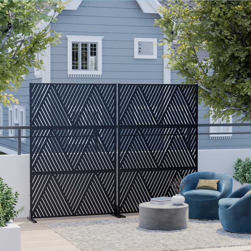 Dovelina 6ft.Outdoor Freestanding Metal Privacy Screen Decorative Garden Fence - 72"x47"