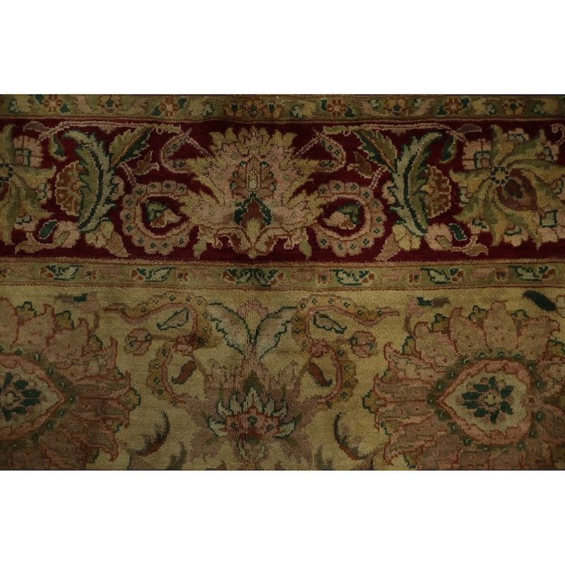 Hand Knotted Oriental 100% Wool Carpet Traditional Floral Yellow & Gold Agra Area Rug - 10' 0'' X 7' 10''